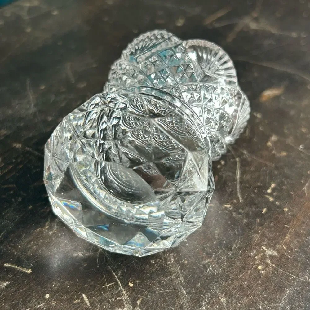 Westmorland Clear Glass Fan & File Toothpick Holder UV Reactive